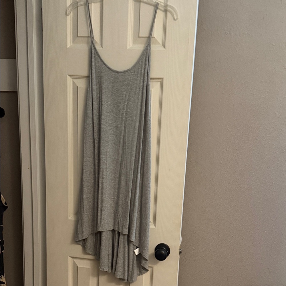 Silence + Noise Light Gray Ribbed Knit dress